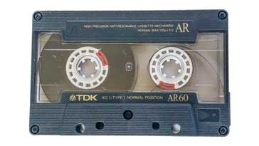 A typical audio cassette tape