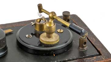 Image of a typical Cat's Whisker crystal detector used on a home built receiver showing how the crystals themselves were mounted in these antique radios | www.electronics-radio.com