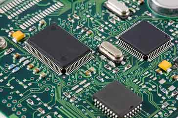 SMT components on a printed circuit board