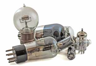Image a selection of vacuum tubes / thermionic valves including R-type, 6L6, ECC83, 6CL6, etc 